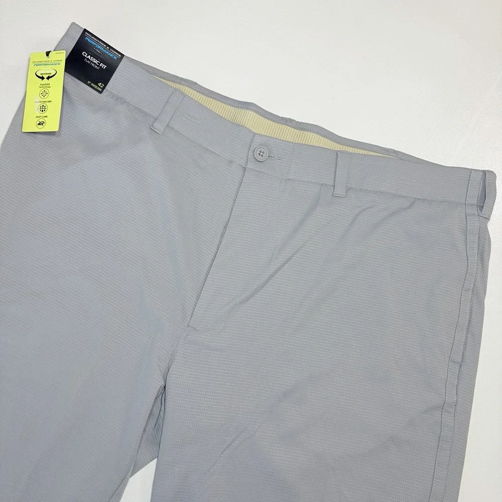 Roundtree & Yorke Performance Golf Shorts Men 42 Gray Classic Fit Stretch 9